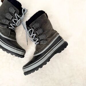Vintage Sorel Caribou Women’s Winter Snow Boots Shale Stone Gray Black Size 8